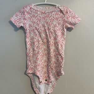 Carters 12m pink & white floral short sleeve onesie